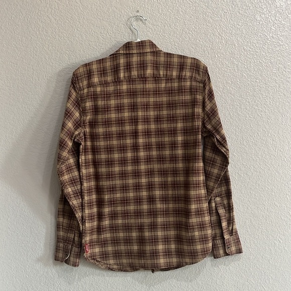 Men's Wrangler Cloud Flannel Free To Stretch Shirt Size Small Plaid Tan - Picture 8 of 11